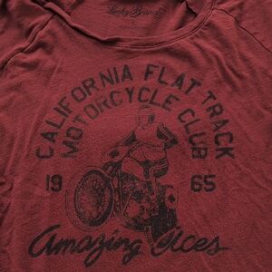 Lucky Brand Women's Burgundy Motorcycle Graphic Tee